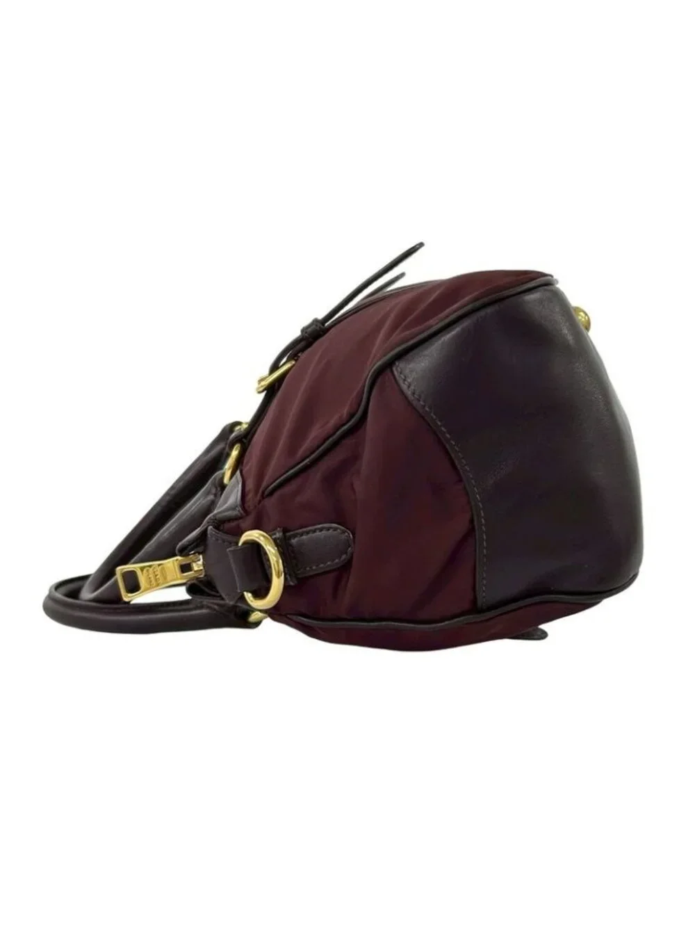 Prada Logo Leather Tessuto 2-Way Shoulder Bag Wine Red - Picture 5 of 10